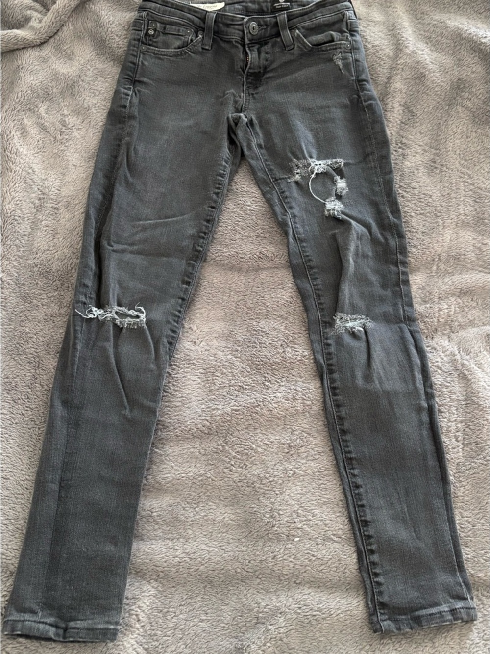 Ag Adriano Goldschmied Women’s Distressed Skinny Jeans - Charcoal